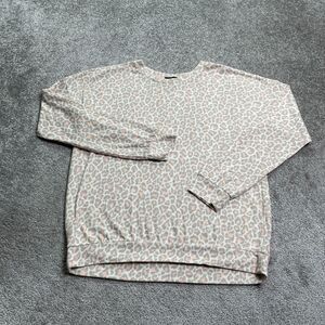 Aqua By Bloomingdale's Lounge Lightweight Sweatshirt Womens Medium Multi Leopard